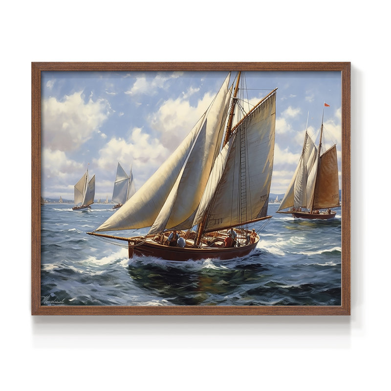 Série nautique-CC XXVII - reproduction encadrée - réarmable, H 11 po x l 14 po, Noyer