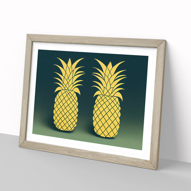 Abstract Pineapple Art Vol.1 - Framed Print, 34cm H x 46cm W x 2cm D, Oak
