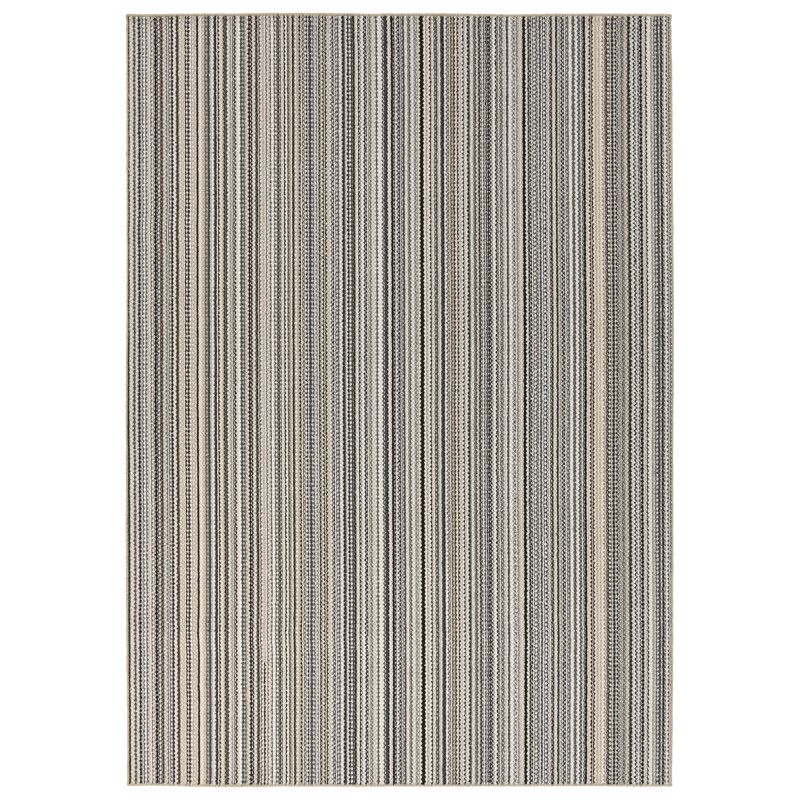 Tapis touffeté à rayures rectangulaire beige Kandace, Rectangle 7 pi 6 po x 9 pi 3 po