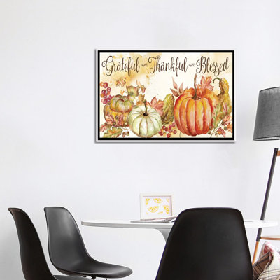 «Watercolor Harvest Pumpkin Grateful Thankful Blessed» par Tre Sorelle Studios - reproduction