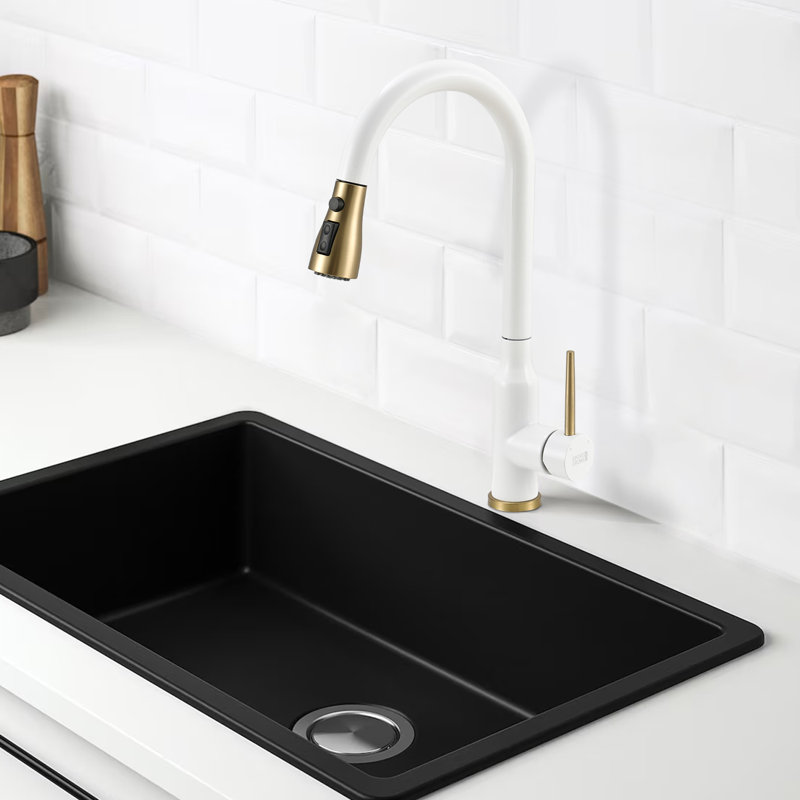 Living And Home Pull Down Kitchen Faucet, White