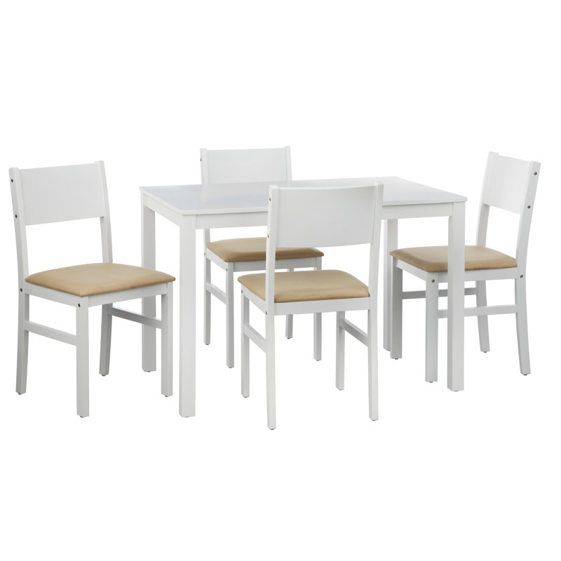 Mariann 4 - Person Solid Wood Solid Wood Top Four Leg Dining Set, White