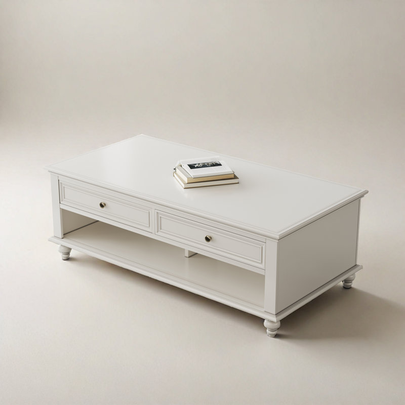 Table basse rectangulaire blanche, idéale pour le salon et la salle familiale