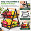 2-Tier Fruit Basket with Wooden Handle, Heavy Duty Storage Rack