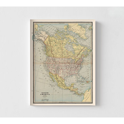Amérique du Nord, États-Unis, Mexique, affiche de la vieille carte du Canada