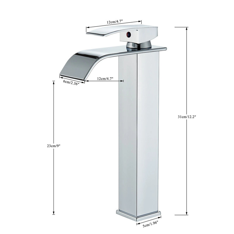 Chrome Bathroom Sink Faucet Single Handle Tall Waterfall Vessel Mixer Taps Drain