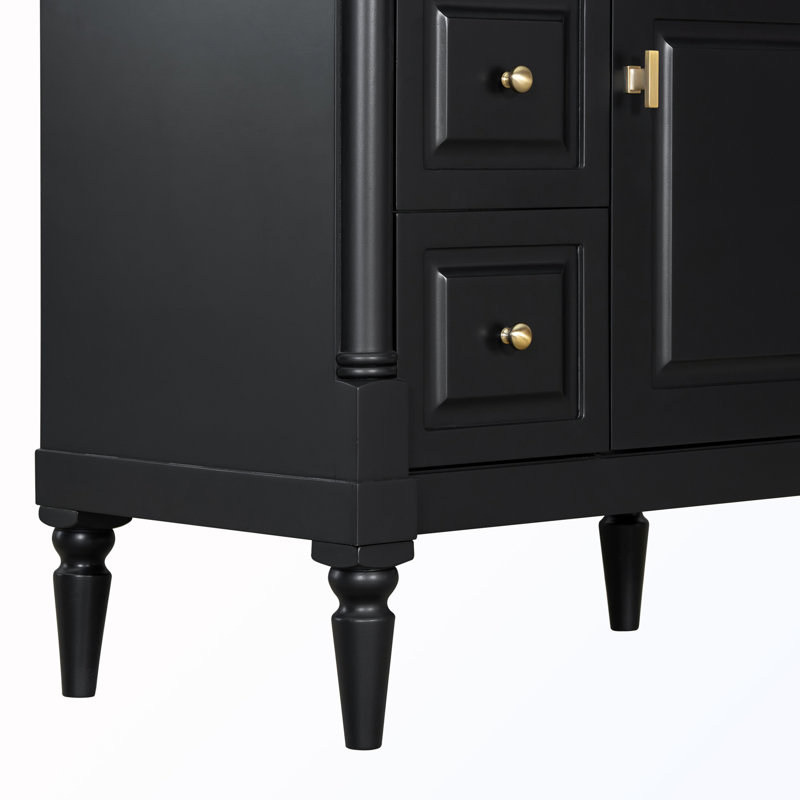 Meuble-lavabo autoportant avec lavabo et tablette réglable, Noir