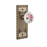 Craftsman Plate with White Rose Porcelain Door Knob