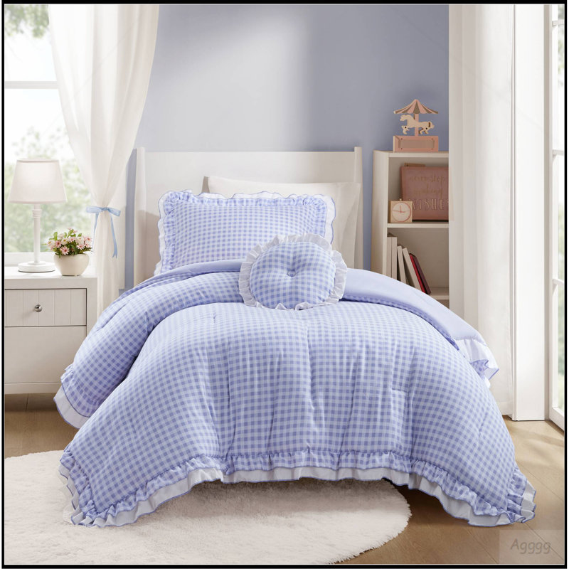 3-Piece Twin/Twin XL Comforter Set, Blue Gingham