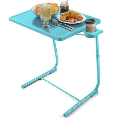 Table télé réglable - plateau télé pour lit et canapé, table pliante confortable avec 6 réglages de hauteur et 3 angles d'inclinaison