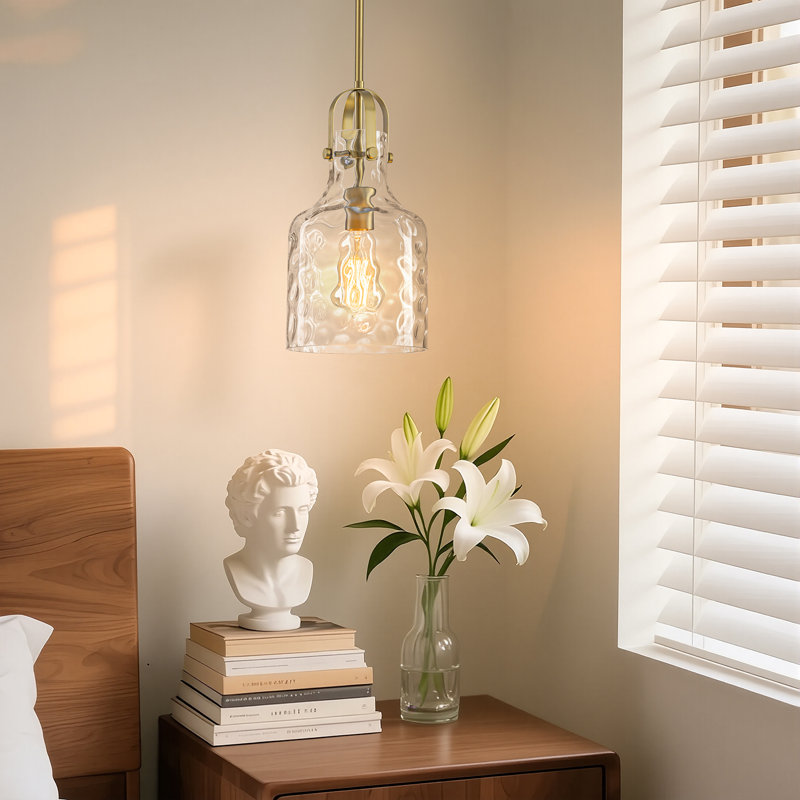 Luminaire suspendu 1 lumière transparent, Doré