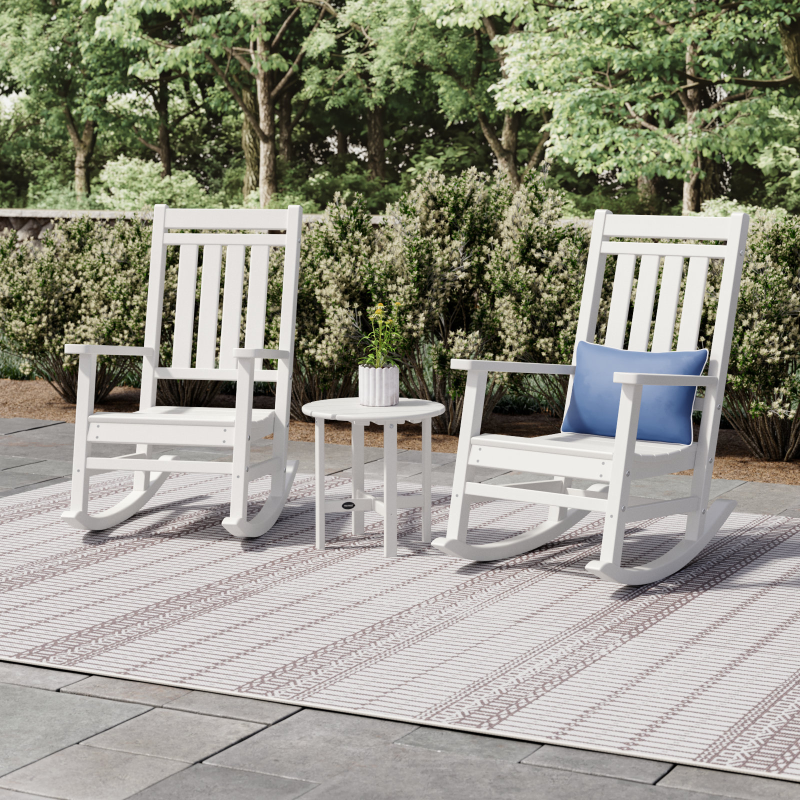 POLYWOOD® Rocker 2-Person Patio Seating Group, White