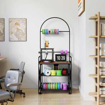 Support pour imprimante 3D avec rangement pour filament, bureau pour imprimante 3D robuste, avec chariot de rangement roulant