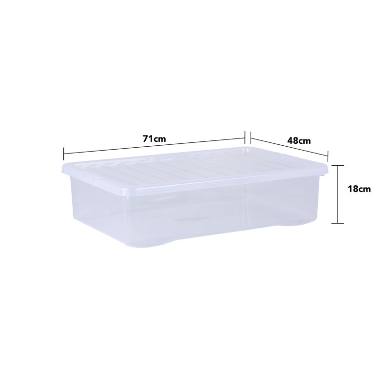 Wham Crystal 46L Plastic Storage Box Pack of 4 Clear