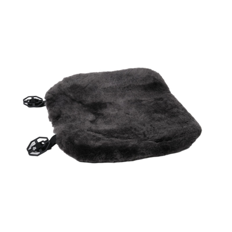 Tie Genuine Sheepskin Fur Car Seat Pad, Gray