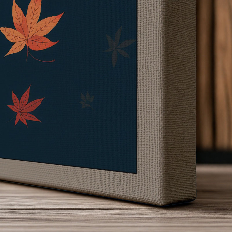 Falling Autumn Leaves Botanical - Wrapped Canvas, 30x20 - 76.2 x 50.8 cm, Taupe Border