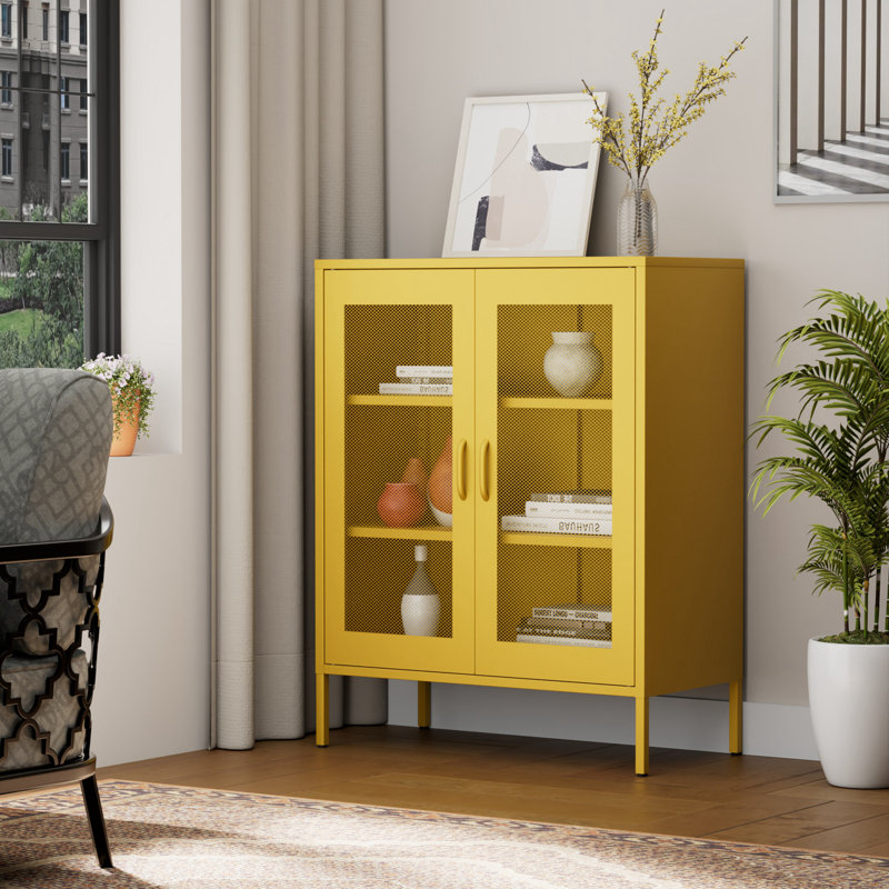 Ascena Metal Accent Cabinet, Yellow