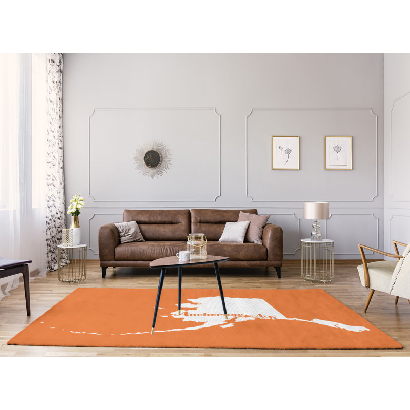 Tapis de l’aire orange en polyester alaska ancrage, Rectangle 8 pi x 10 pi