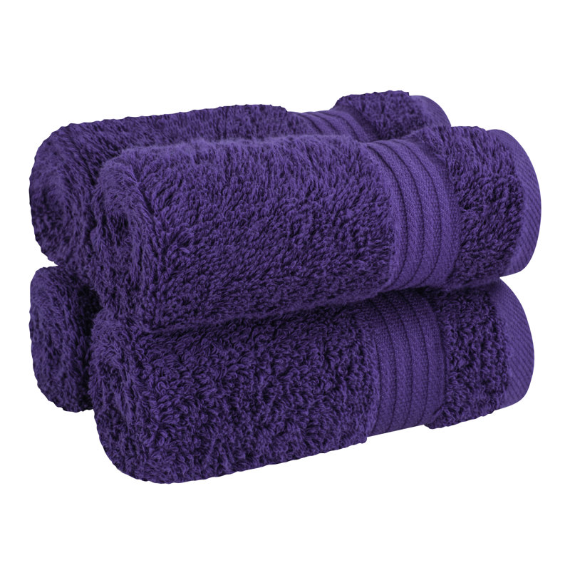 100% Cotton Turkish  Washcloth Set, 4 Piece Soft, Absorbent Wash Rag Small Towels, Purple
