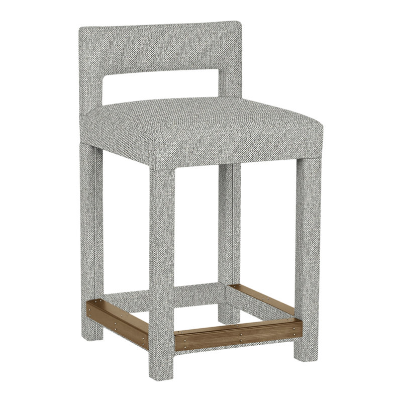Utica By Thom Filicia Upholstered Counter Stool with Solid Wood Frame, Hampton, Colombe Tarbee