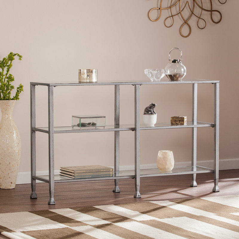 Console / support à 3 niveaux en métal / verre Jaymes - Argent