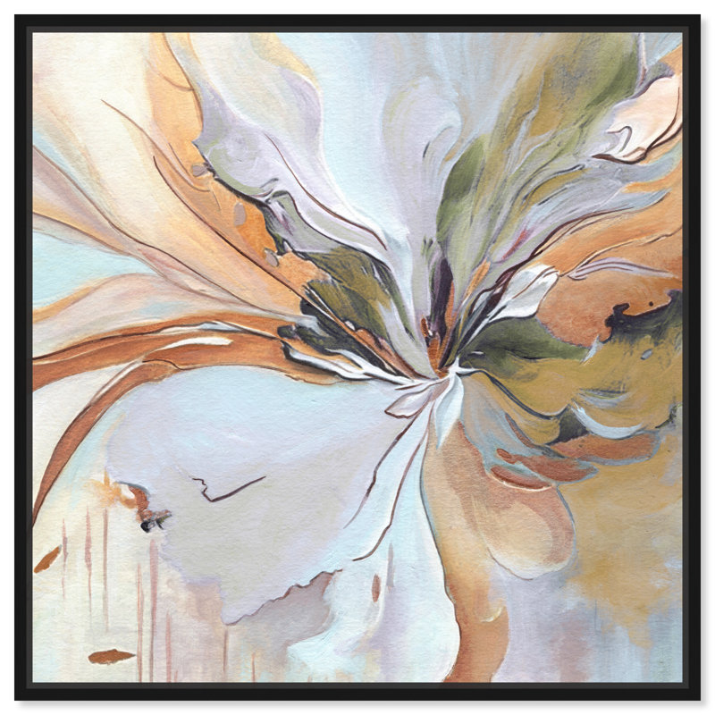 Golden Framed Abstract Canvas Print Wall Art, 13.5" x 13.5"