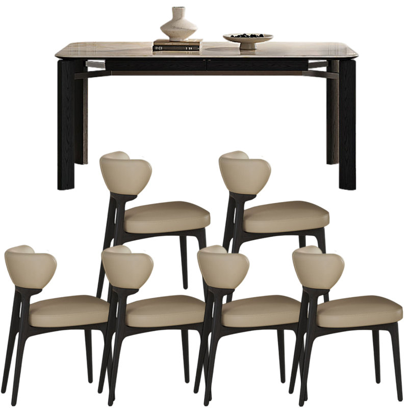 Ensemble de table de salle à manger rectangulaire de style français de luxe, 29.53"H x 55.12"L x 31.5"W