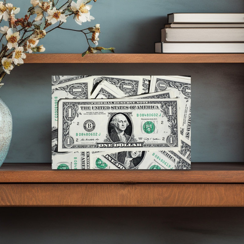 American One Dollar Bill Contemporary Wall Art Print 1 Piece Wrapped Canvas Wall Art, 30.48cm H x 45.72cm W