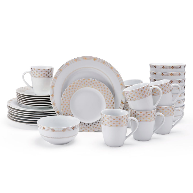 Modern Petals 32-Piece Porcelain Dinnerware Set, Service for 8