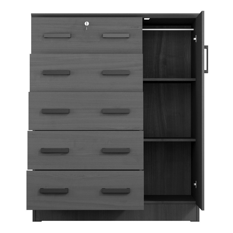 Commode combinée de 56 po de hauteur Odesser, Noir
