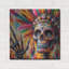 «Colorful Skull With Feathers» par Rey Klimt, art mural en métal-1343679599