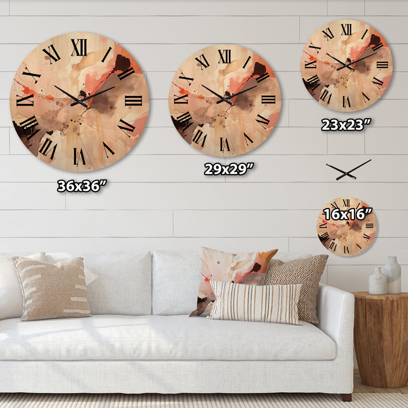 Horloge murale en bois massif Alyjah, Grand
