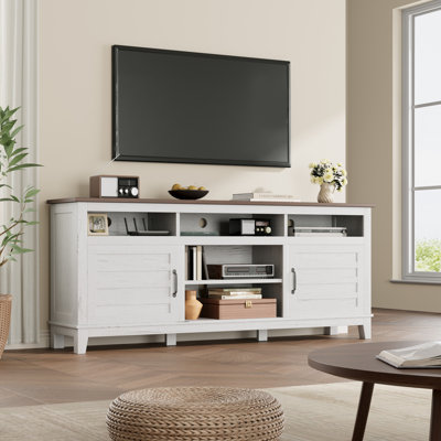 70.9" Farmhouse TV Stand with Adjustable Shelves and Cabinet Doors, Rustic Entertainment Center for Living Room or Bedroom