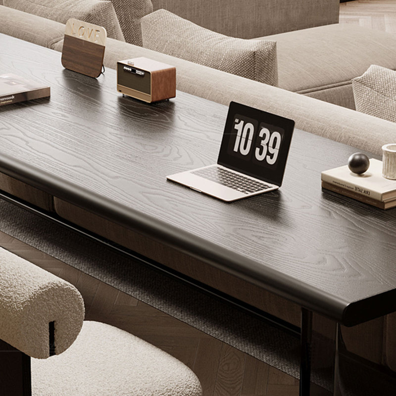 Bureau rectangulaire en bois massif noir et acrylique, H 29,53 po x l 62,99 po x P 23,62 po