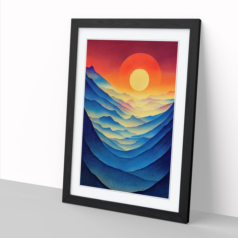 Watercolour Sun Vol.2 - Single Picture Frame Print, Black, 46cm H x 34cm W x 2cm D