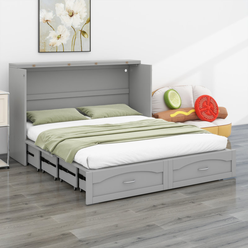 Dyemond Murphy Storage Bed, Gray, Full/Double