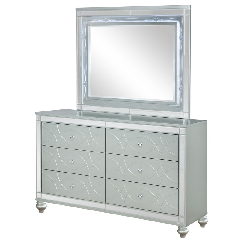 Commode 6 tiroirs avec miroir Kerynn