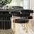 6 - Person Dining Table Sets With 60'' Round Table & 6 Upholstered Chenille Gold Chairs-113691976