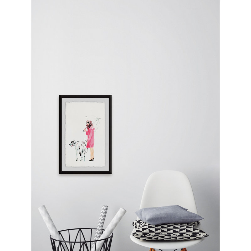 Chien qui marche - Cadre photo, reproduction d'art sur papier, H 30 po x l 20 po