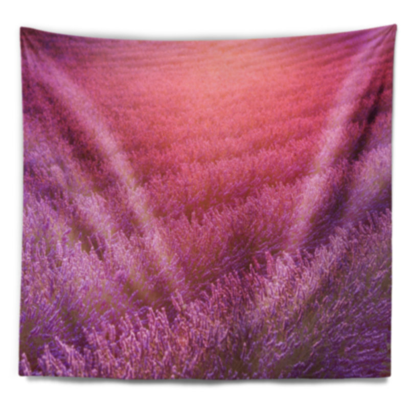 Terrain lavande et rayons de tapisserie de lumières floral, H 78 po x l 92 po