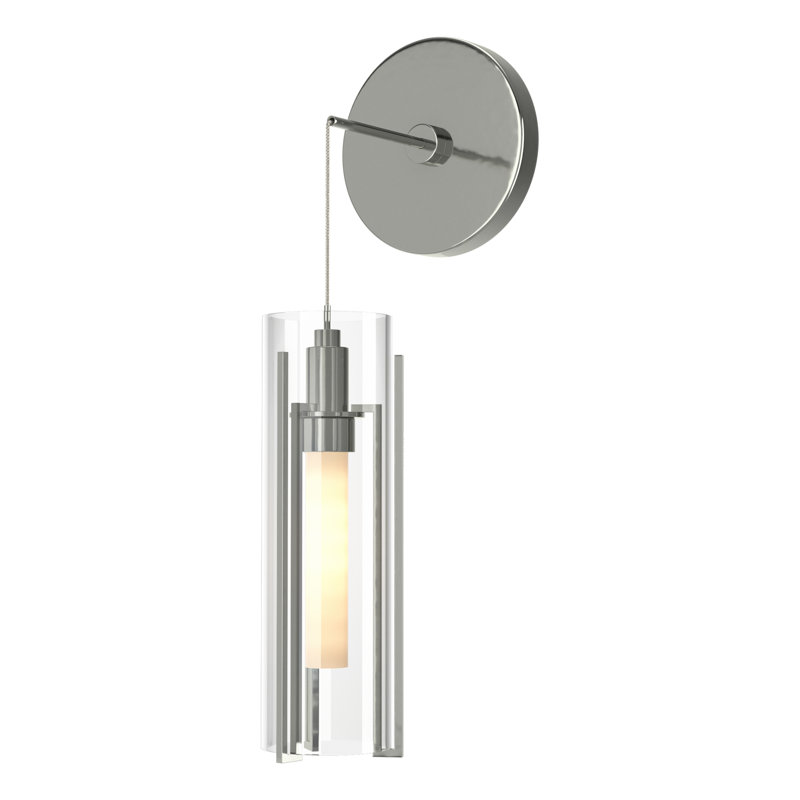 Exos 1 - Light Steel Armed Sconce, Clear/Opal White, Sterling