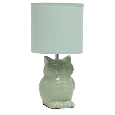 12.8" Tall Contemporary Ceramic Owl Bedside Table Desk Lamp with Matching Fabric Shade for Home Decor, Bedroom, Nightstand, Living Room, Entryway, Kids' Room, Nursery