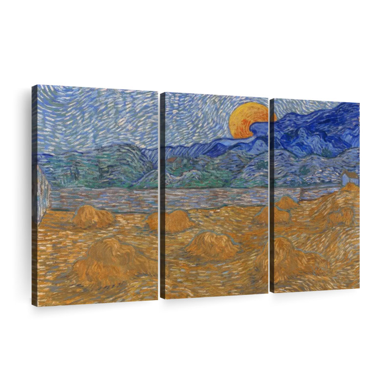 «Whea Sheaves And Rising Moon» sur toile, H 36 po x l 57 po