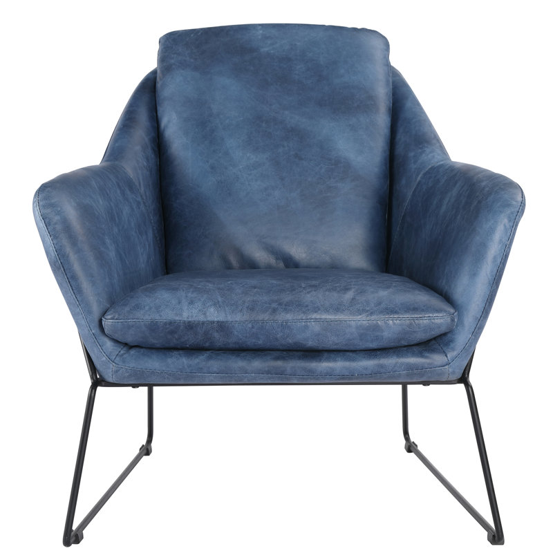 Greer Armchair, Blue Genuine Leather