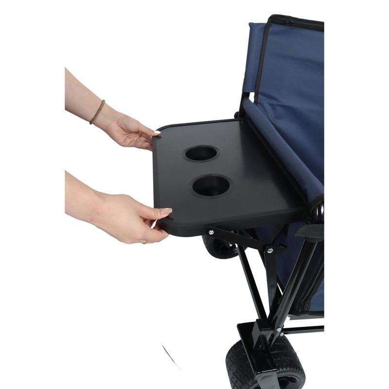 Chariot de chariot pliant convertible 3-en-1 avec banquette et plateau de table pliable monté à l'arrière - Chariot utilitaire robuste de 500 lb, roues tout-terrain d'une capacité de 180 L pour le camping