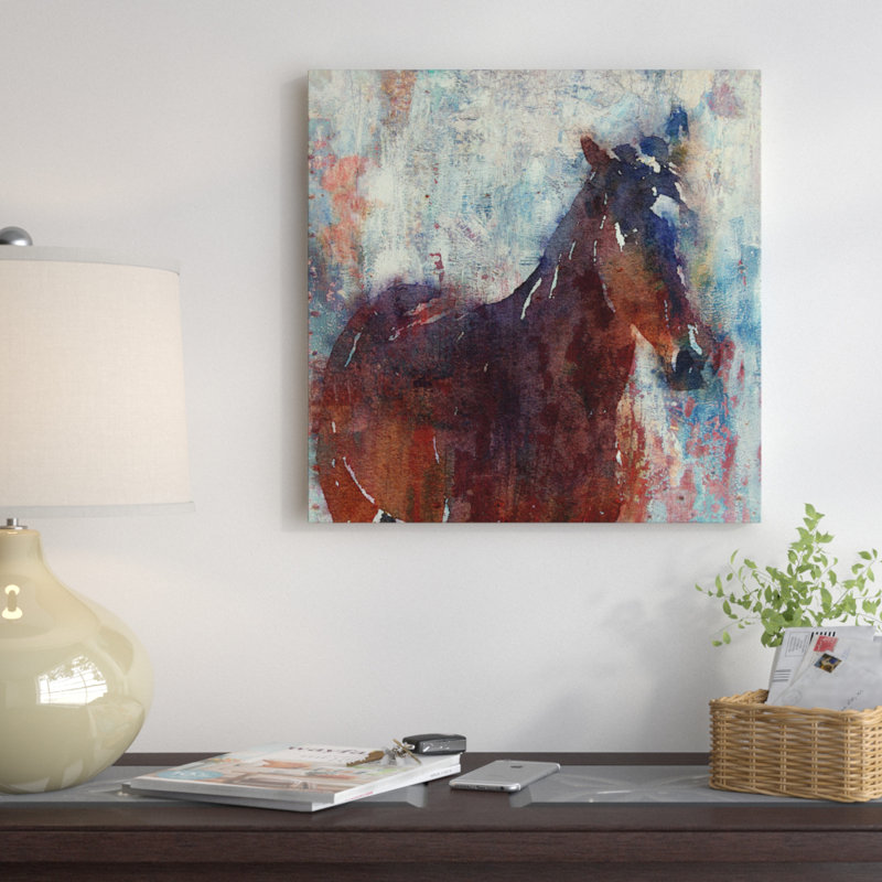 "wild cheval" , reproduction d’art sur toile tendue, H 12 po x l 12 po x P 0,75 po, Toile tendue, Pas de tapis