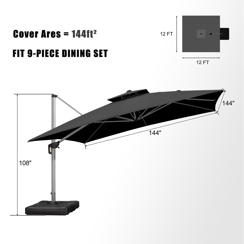 365cm Cantilever Parasol, Black