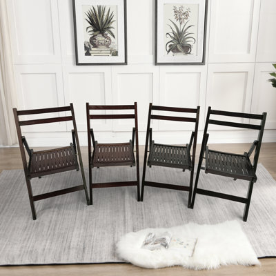 4 chaises pliantes en bois massif en cerisier, siège à lattes confortable pour la maison et les événements 4 chaises en bois de cerisier, avec un design