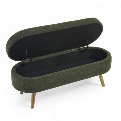 Ottoman Oval Storage Bench,Rubber Wood Legs(43.5"X16"X16")