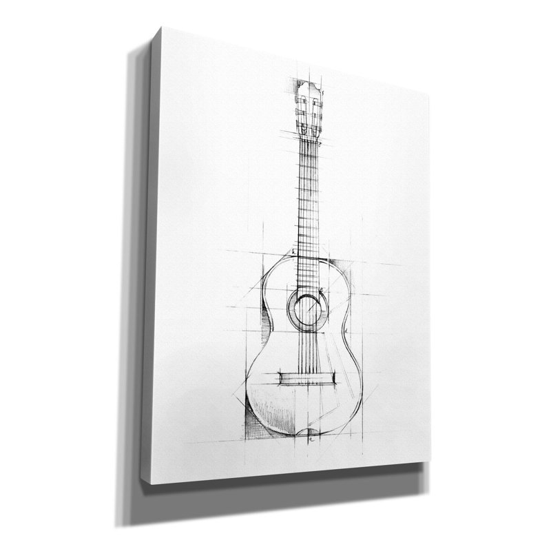"Guitare" par Ethan Harper, art mural sur toile, H 34 po x l 26 po x P 1,5 po